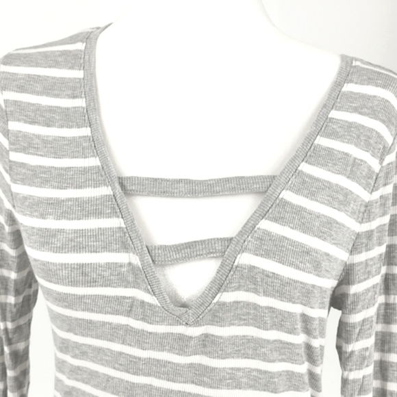 INC Striped V Neck Long Sleeve Top, Size M - Picture 3 of 6